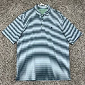 Onward Reserve Polo Shirt Men's Large Green Blue White Stripes Golf Performance